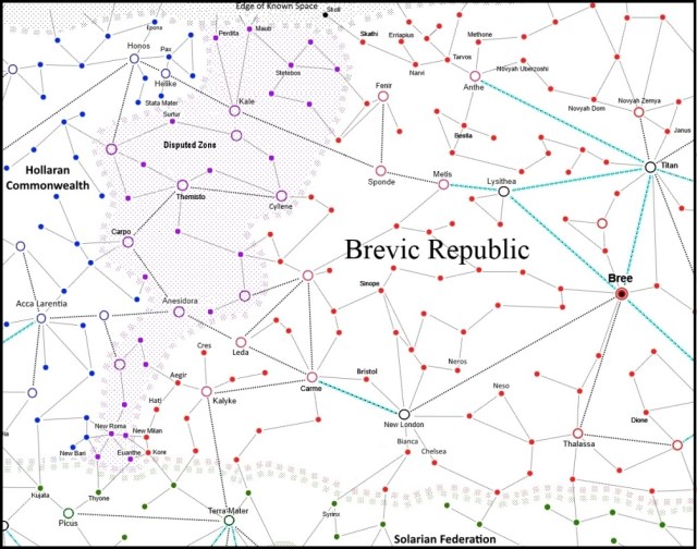 Map that appears at the beginning of Part 1 of Hero of the Republic (closer view of same territory)
